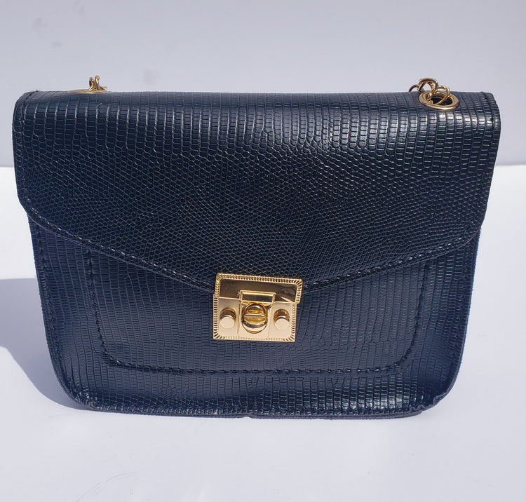 Black Textured Handbag